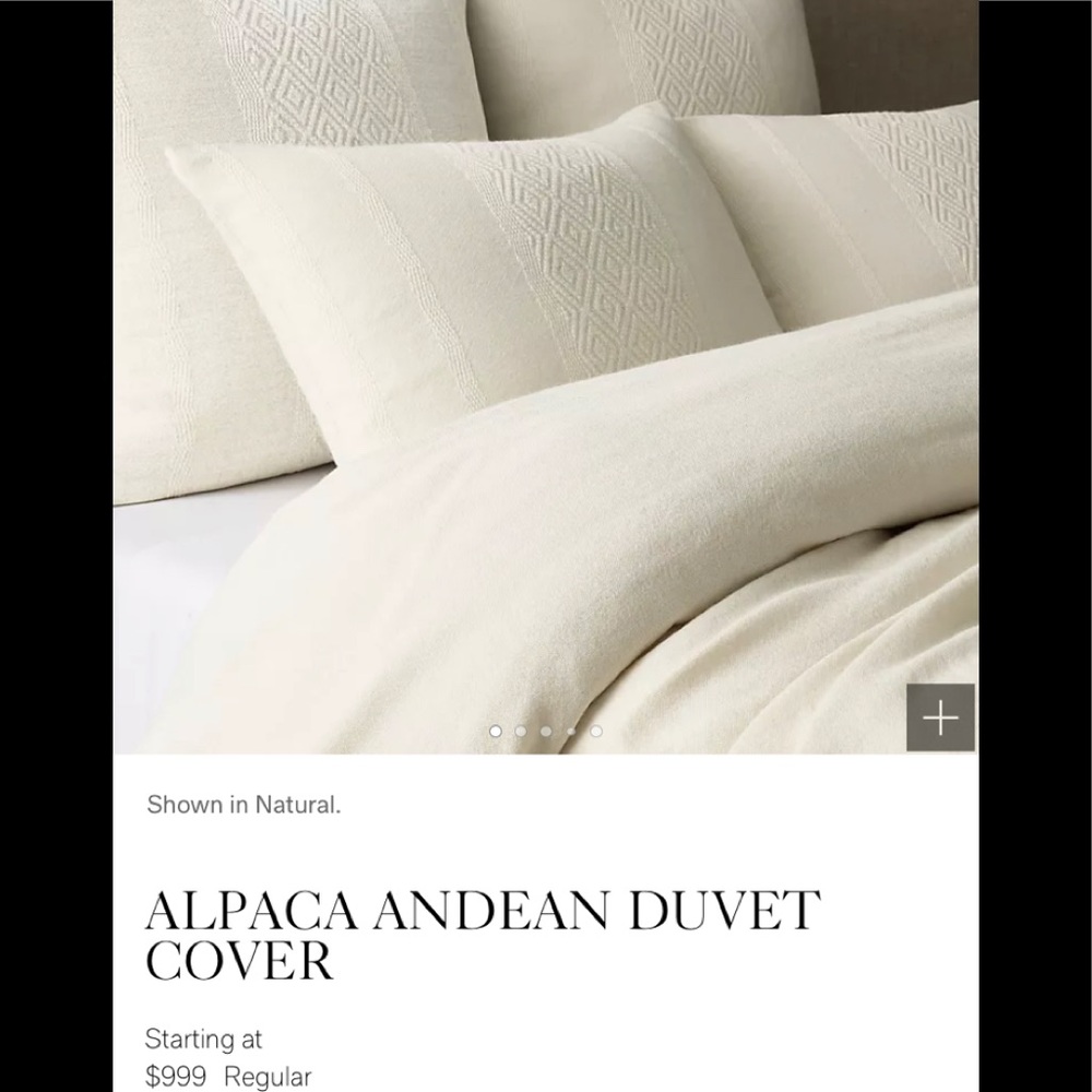 Restoration hardware alpaca duvet NEW